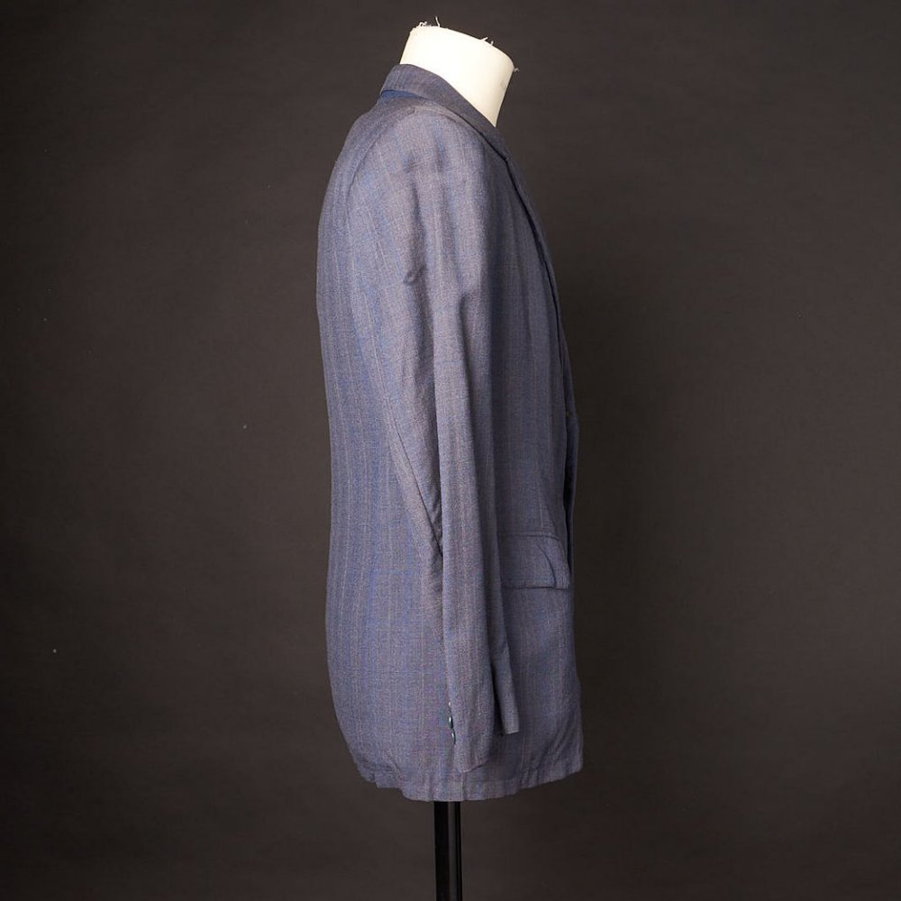 Vintage 1980s Blue Plaid Blazer Suit Sports Coat